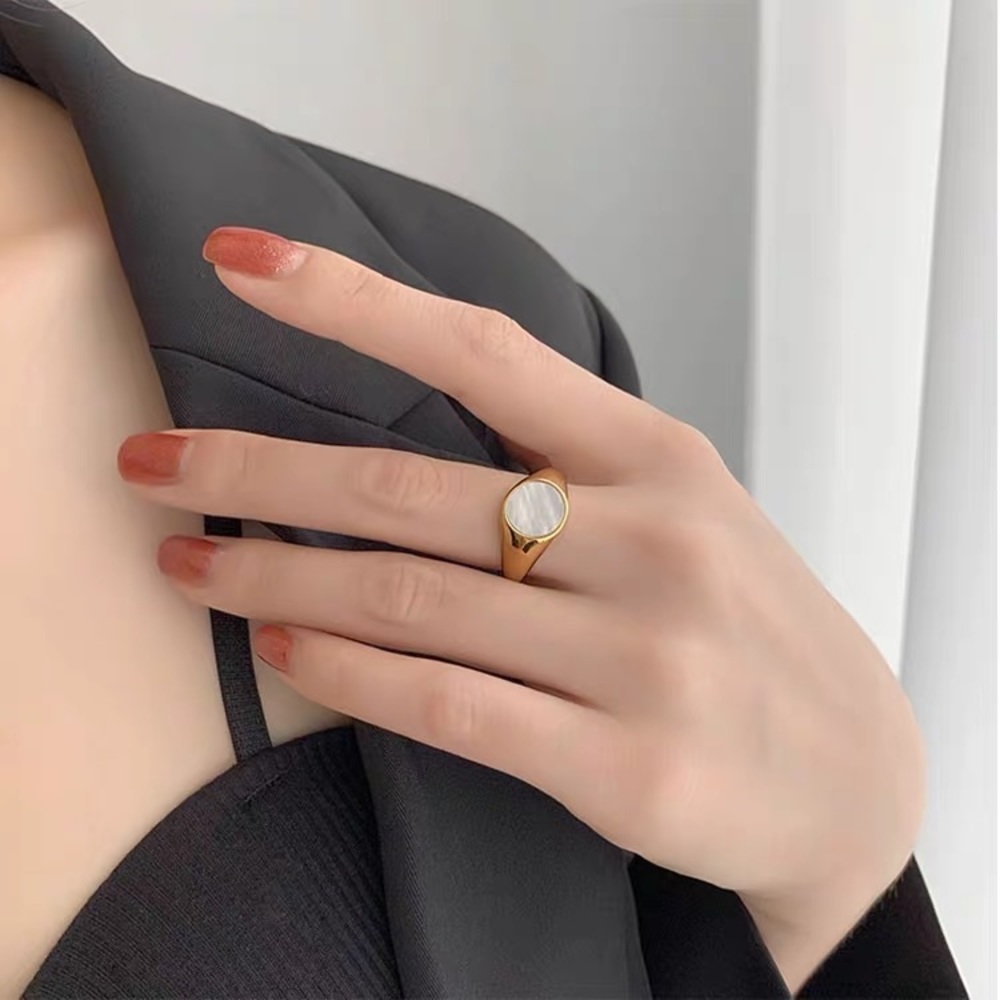 CLOSING SALE! 18K Gold Plated Mother of Pearl Ring - Picture 5 of 7